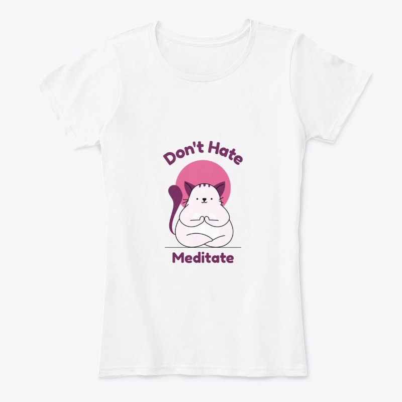 Don't Hate Meditate Cat Tee