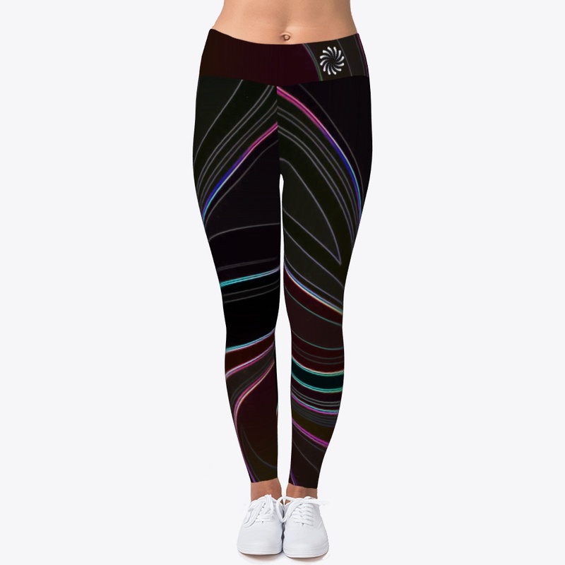 Leggings Yoga Pants Black Color Swirl 