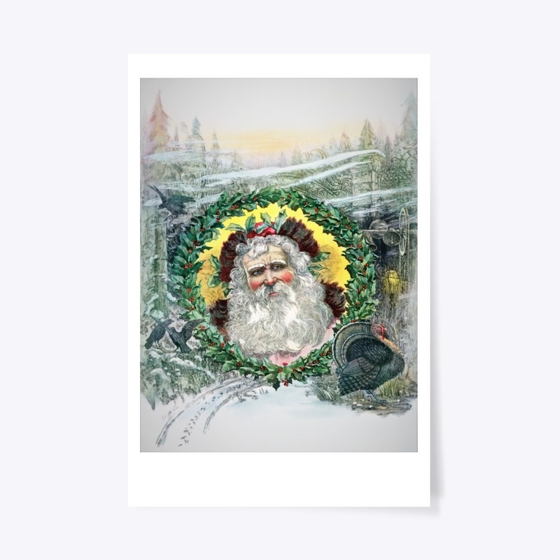 Vintage Santa with wreath.