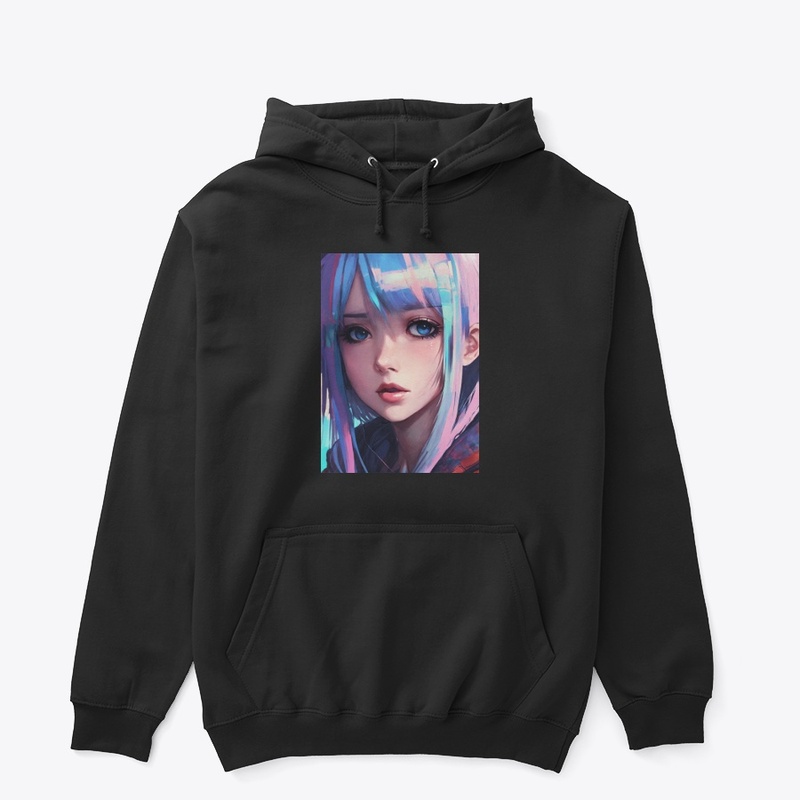 glitched attractive anime emo girl