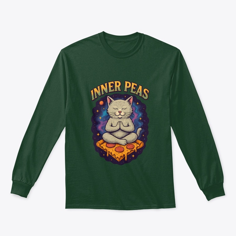 Inner Peas – Meditating Cat Pizza Tee