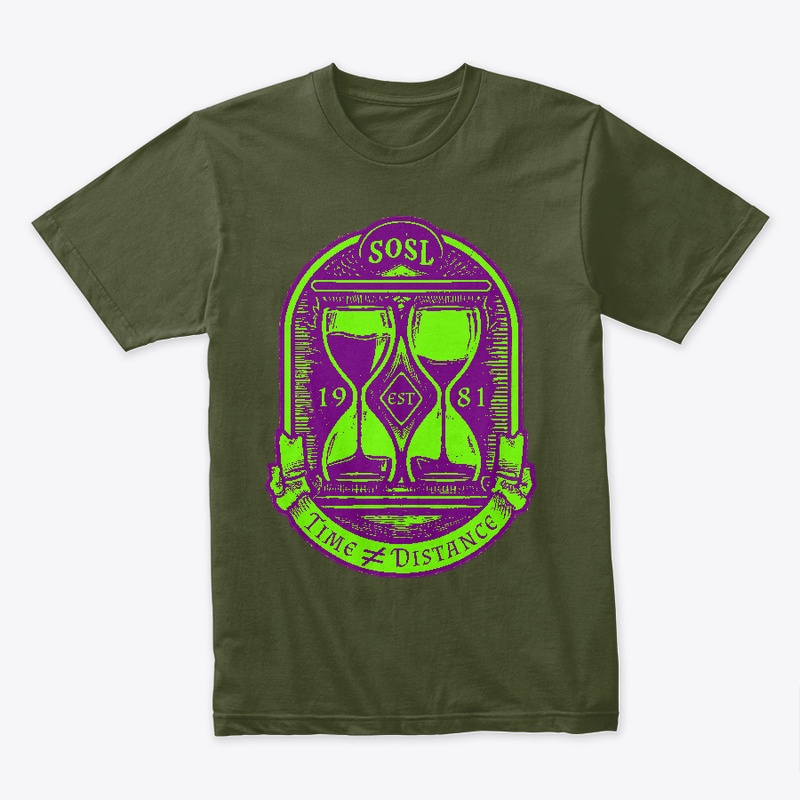 Time is not distance tee mystic grn/purp