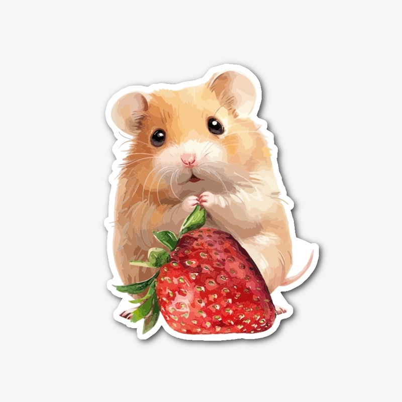STRAWBERRY AND HAMSTER STICKER, KAWAII