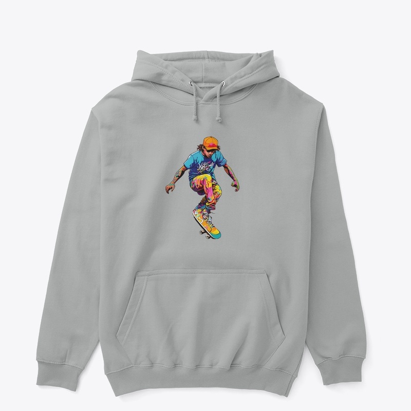 A silhouette of a skater