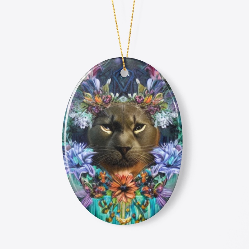 Panther with peacock feather regalia