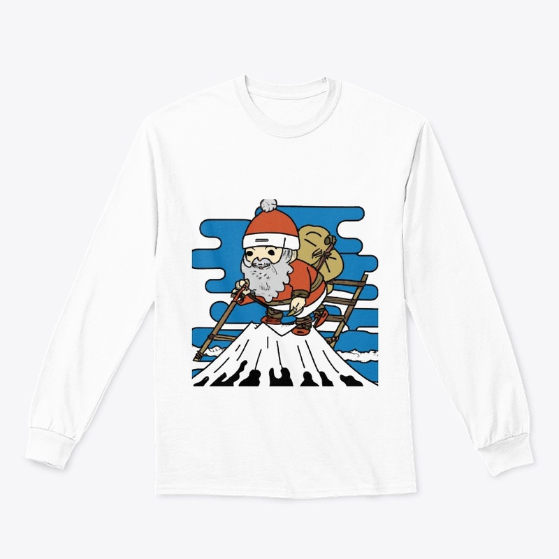 Ukiyoe Santa Clause on moutain Fuji
