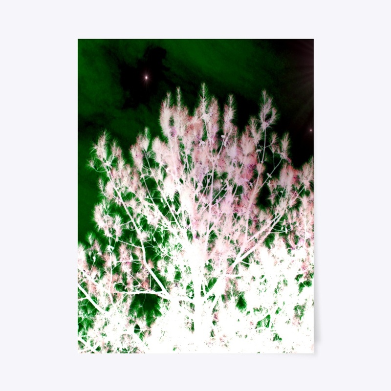 green and pink glowing tree 
