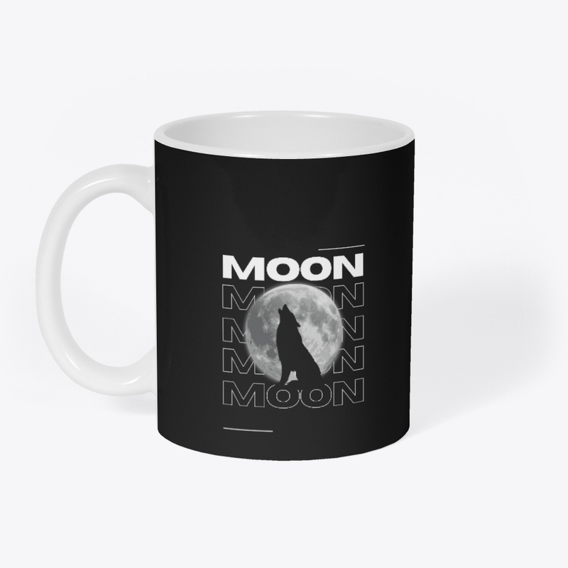 Night wolf design With moon