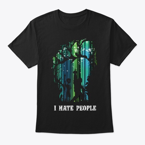 Alien Bigfoot Middle Finger I Hate Black T-Shirt Front