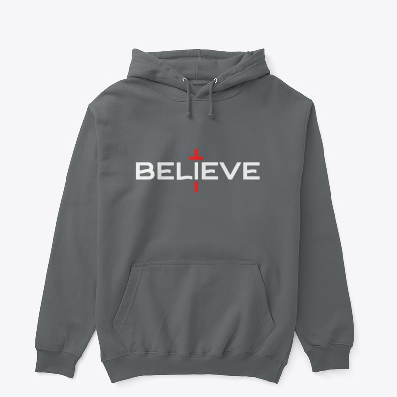 BELIEVE - White with Red Cross