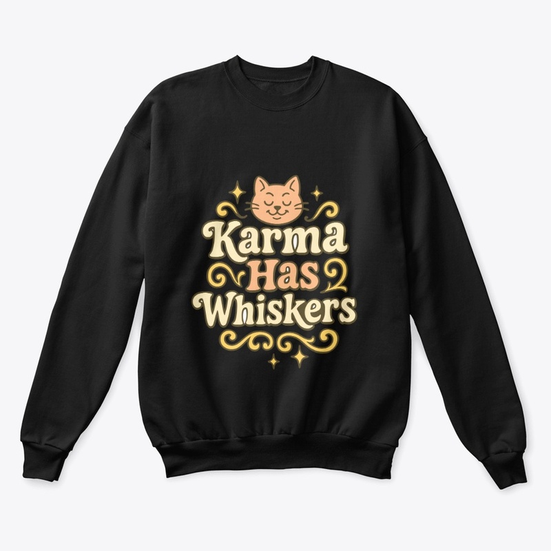 Karma Has Whiskers Retro Cat Tee Gift