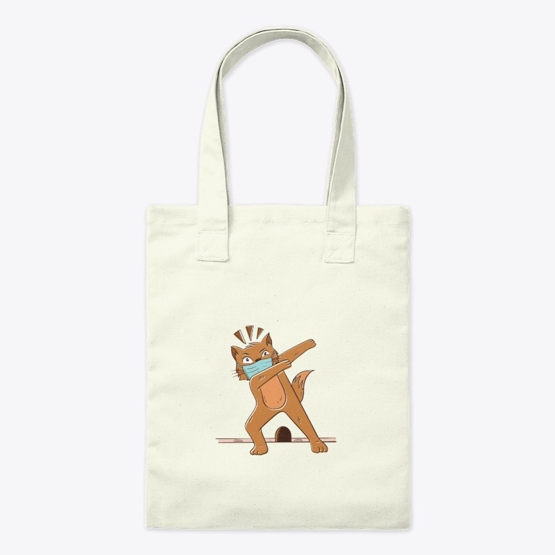 Pet cat in covid-19 mask funny cartoon