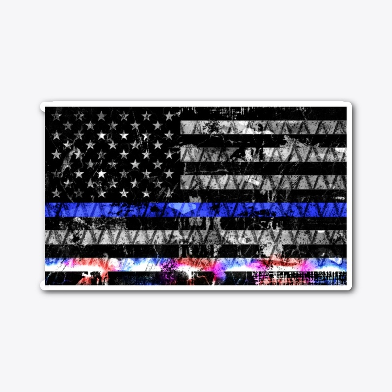 Police Lights Thin Blue Line Flag