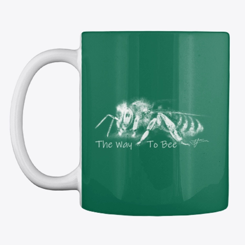 White Honey Bee on Coffee Cup