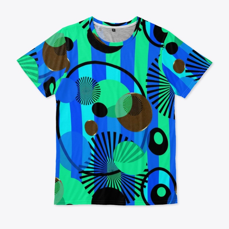 Blue Green Stripes and Dots