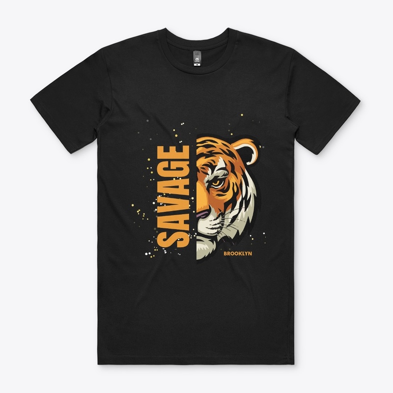 Black And orange T-Shirt Savage Tiger