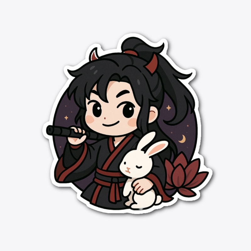 Wei Wuxian Chibi Art | Flute &amp; Bunny