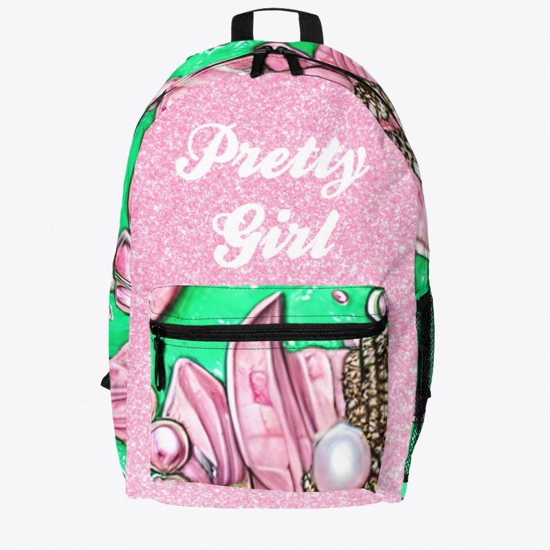 Green Background with Pink Pearls 