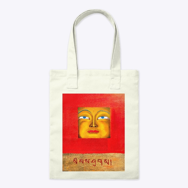 Tibetan Buddha in orange and gold