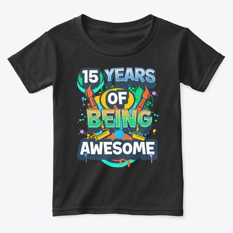 Awesome 15 Year Old Birthday Artist Black Camiseta Front