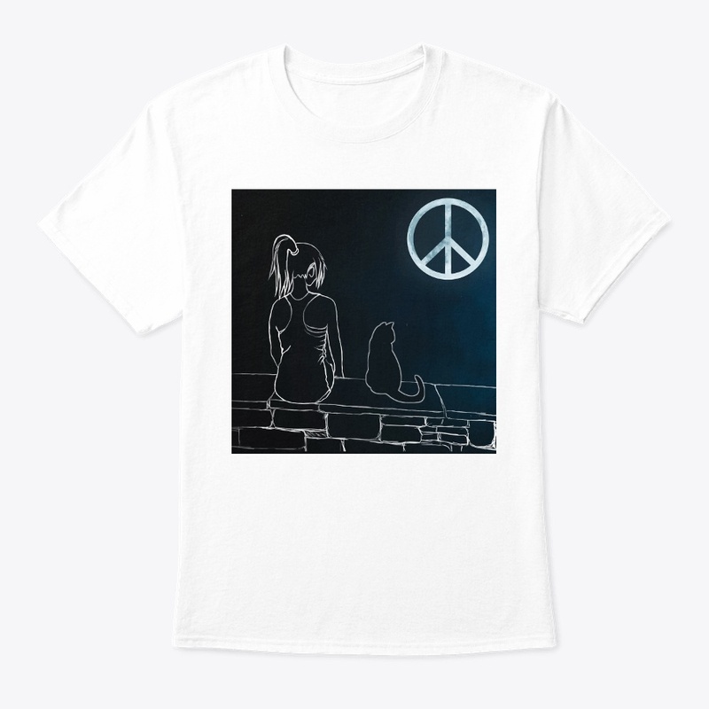 Cat Moon Girl Peace