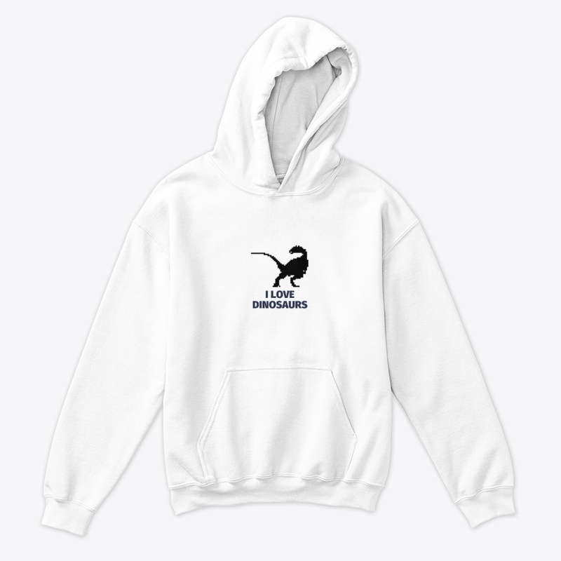 Pixel Art Dinosaur 6 White