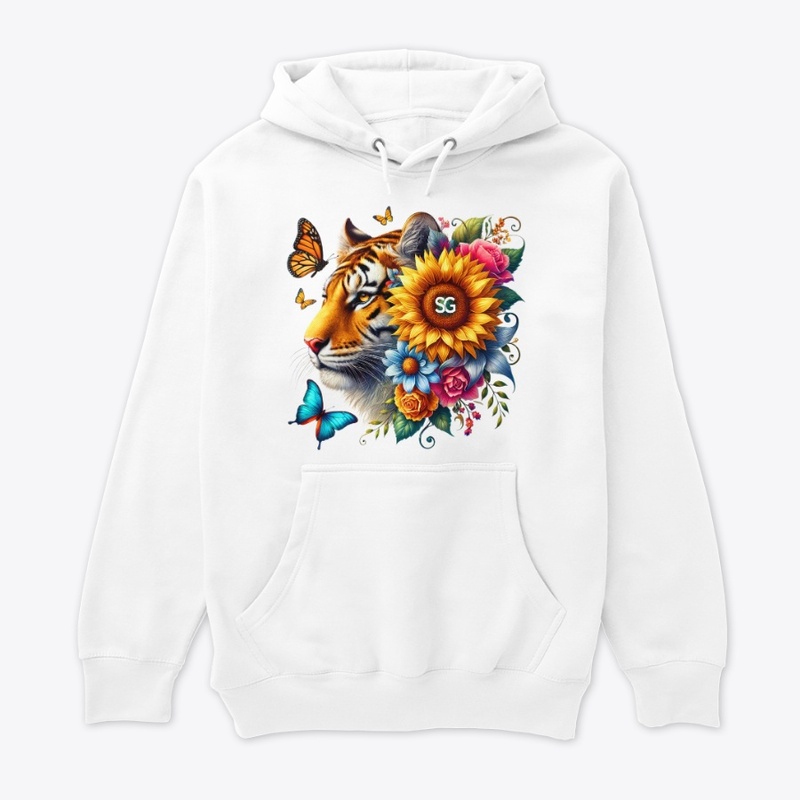 Tiger Head With Sunflowers Animal Lover