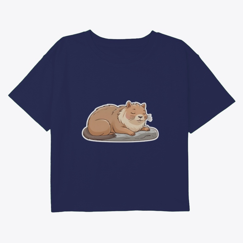 Cute Cat on Capybara Cartoon.