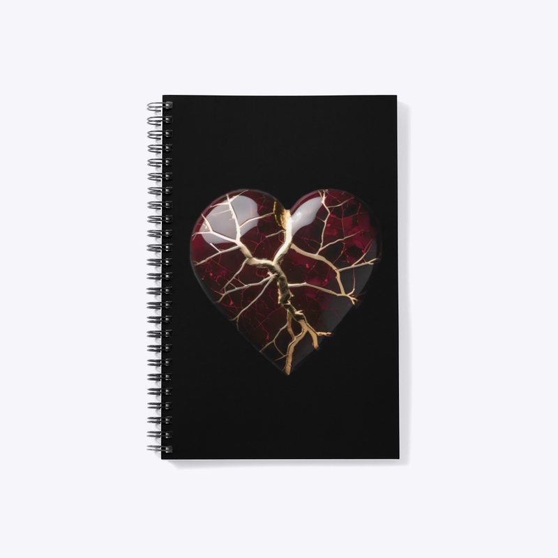Kintsugi heart print notebook #1