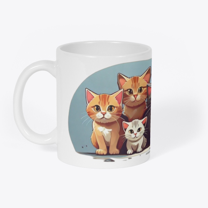 Playful cat crew t-shirt design