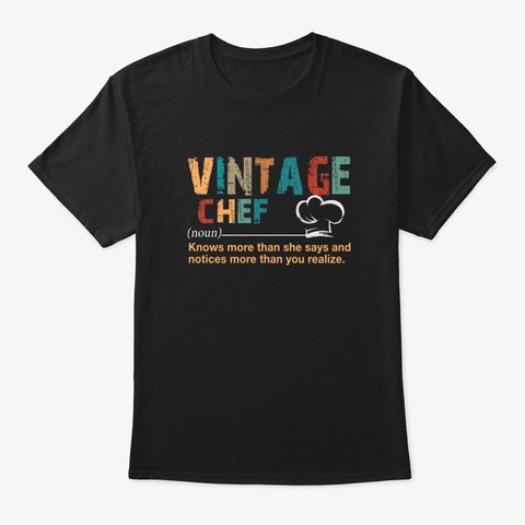 Retro Vintage Chef Definition Black T-Shirt Front