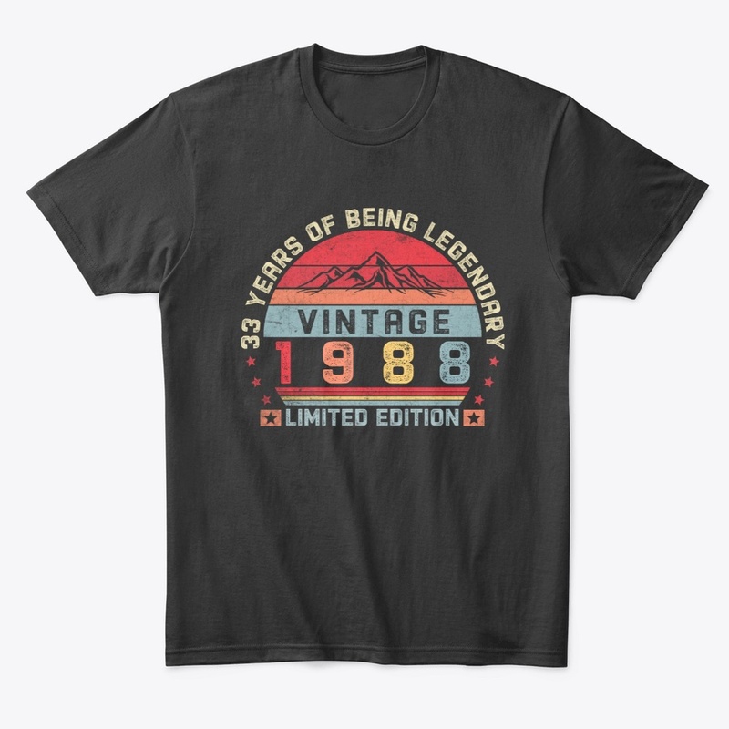 33 Years Old Retro 1988 Birthday Vintage