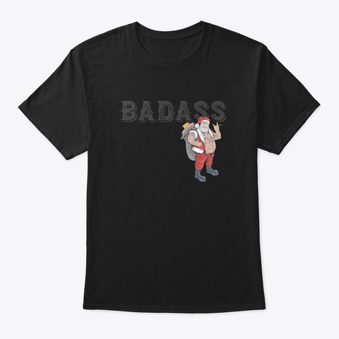 Santa Badass Black T-Shirt Front
