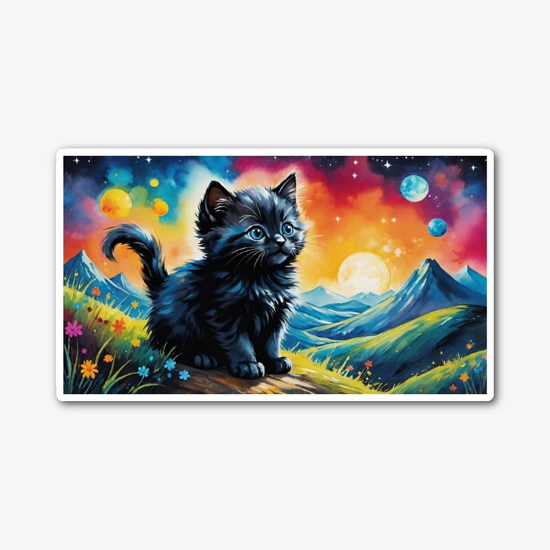 Mountains and cat