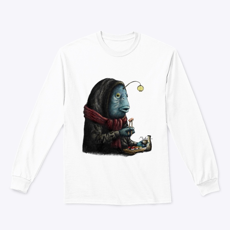 Fish eating sushi art print