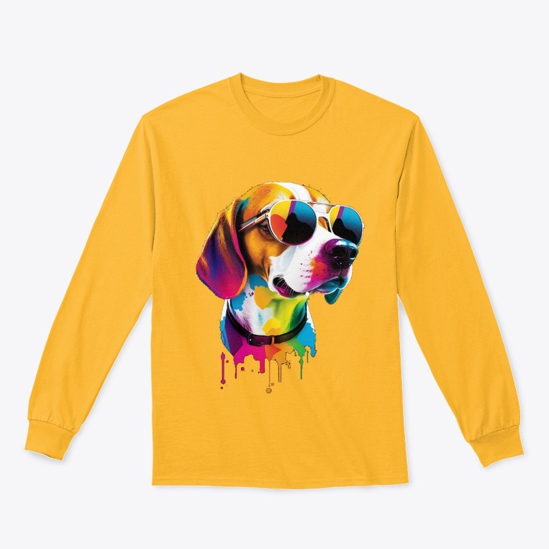 Colorful Pup: Beagle in Sunglasses