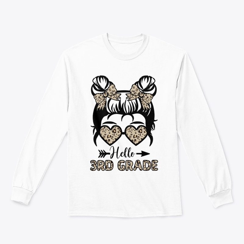 Hello 3rd Grade Messy Bun - Leopard