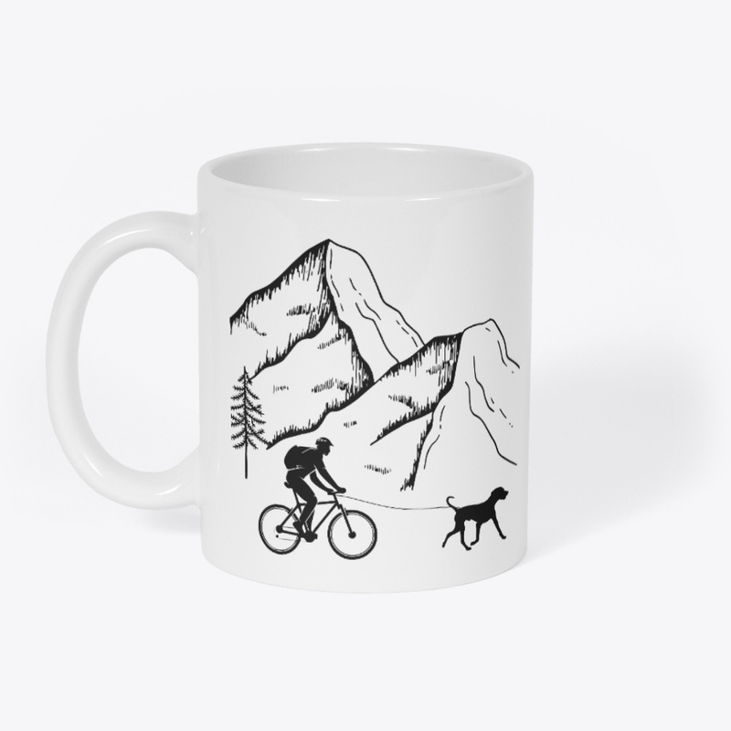 Cycling with a dog, weimaraner