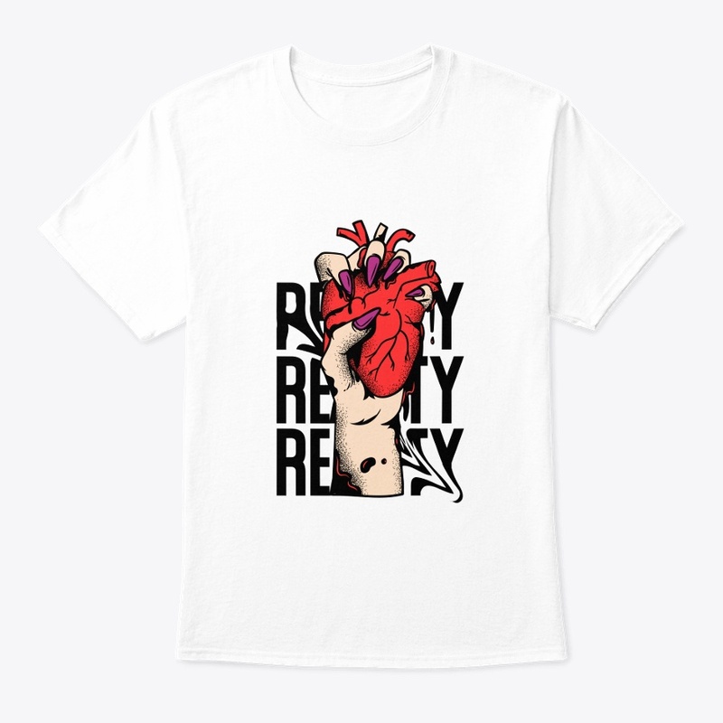 Withe t shirt Black And Red Hart
