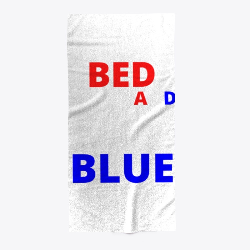 Bed white and blue funny independence na