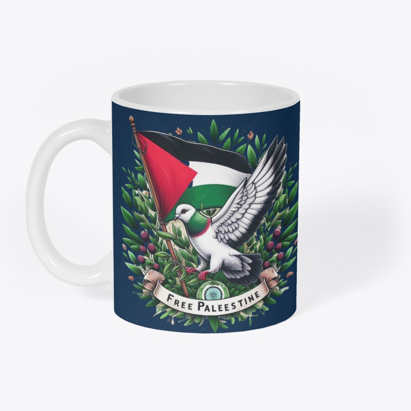 Pigeon Hold olive branch Palestine Flag