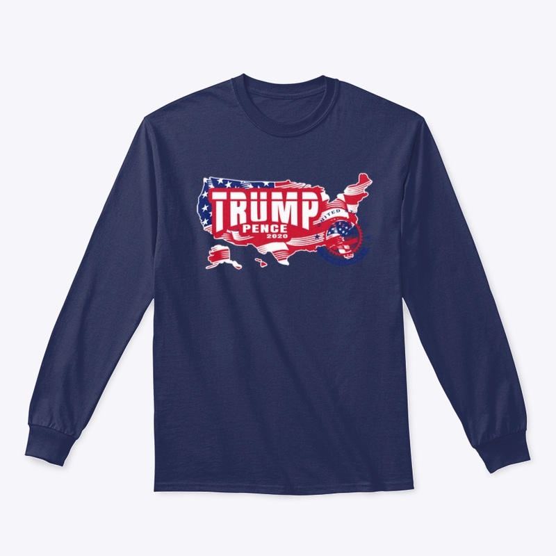 TRUMP PENCE OVER USA MAP AND FLAG