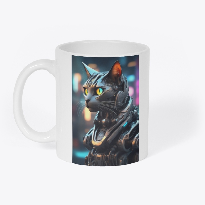 Cybernetic Cat in Neon Glow