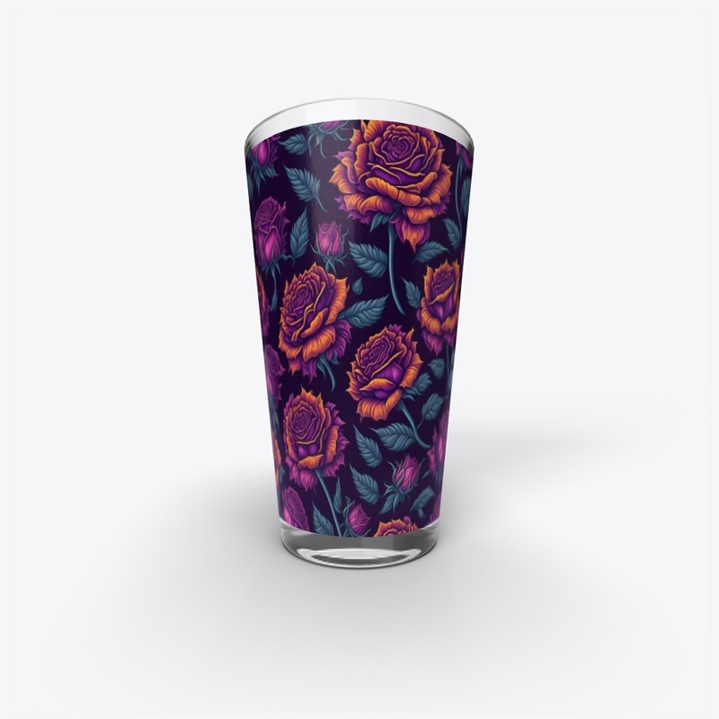 Sun Flowers pattern and pint glass