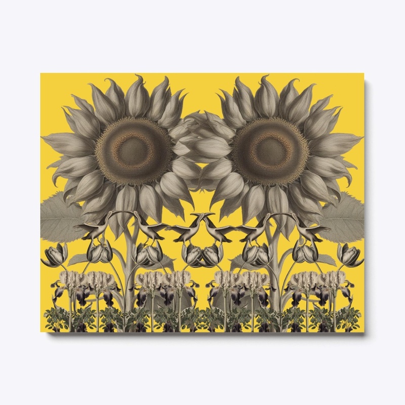 sunflower, iris, tulip