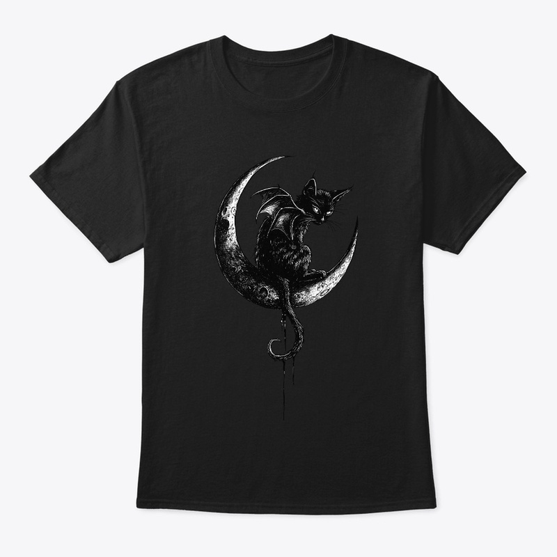  Gothic Black Cat Bat Wings Crescent
