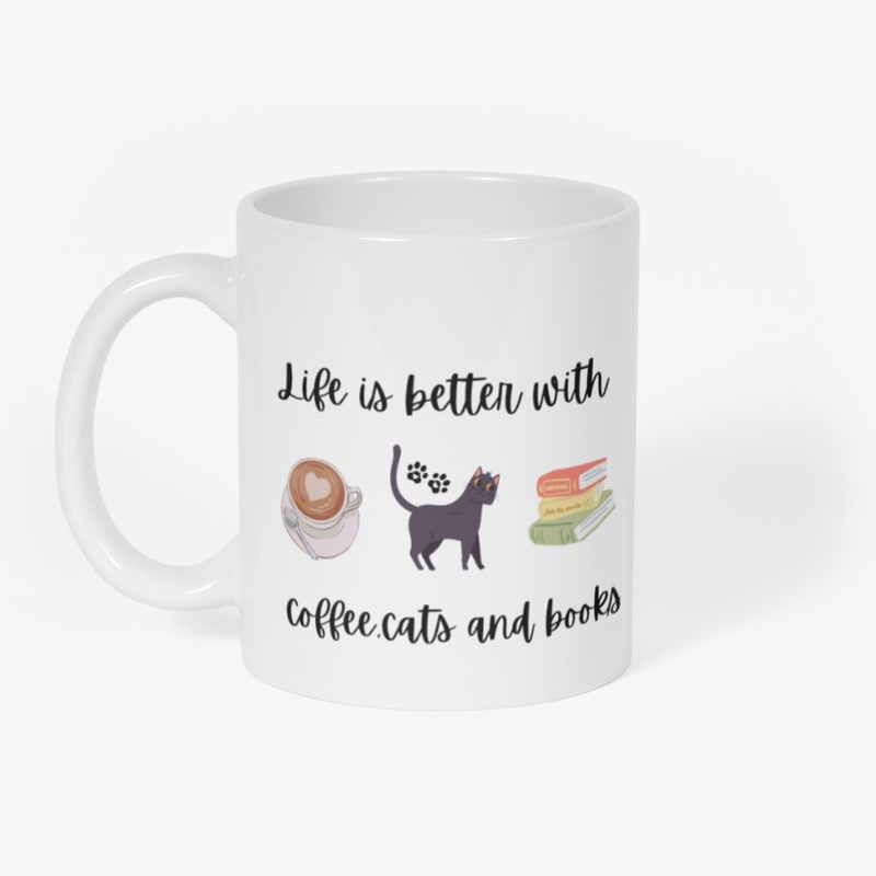 cat , coffee and books lovers design