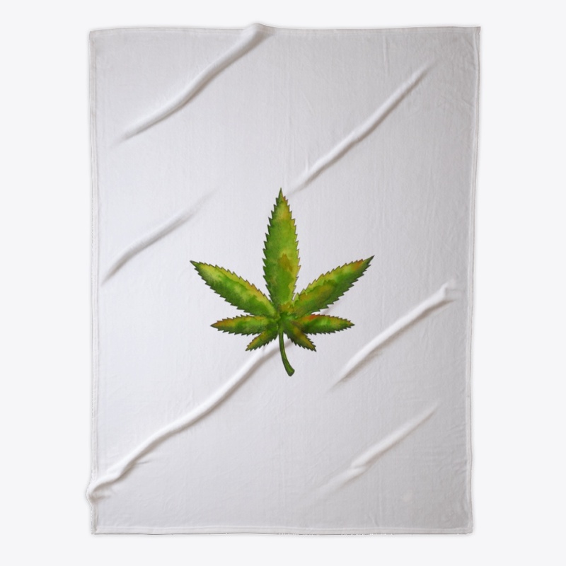 Bold cannabis leaf in mottled green