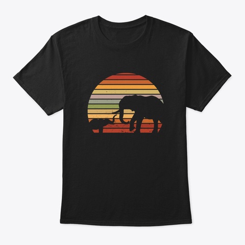 Animal Safari Wildlife Colorful Elephant Black T-Shirt Front
