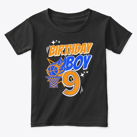 Age 9 Birthday Basketball Party Shirt Black áo T-Shirt Front